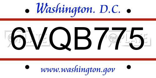 6VQB775 District Of Columbia License Plate