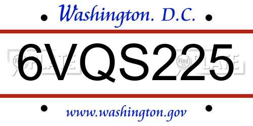 6VQS225 District Of Columbia License Plate