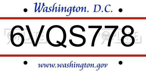 6VQS778 District Of Columbia License Plate