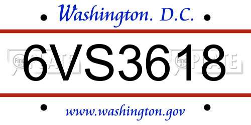 6VS3618 District Of Columbia License Plate