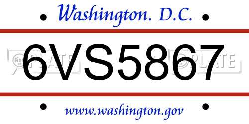 6VS5867 District Of Columbia License Plate