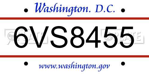 6VS8455 District Of Columbia License Plate