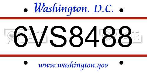 6VS8488 District Of Columbia License Plate