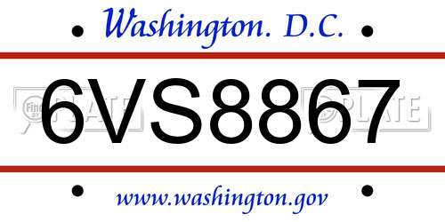 6VS8867 District Of Columbia License Plate