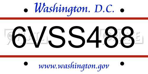 6VSS488 District Of Columbia License Plate