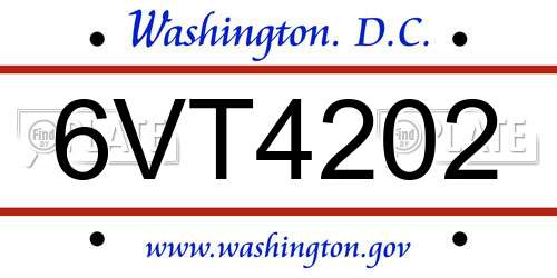 6VT4202 District Of Columbia License Plate