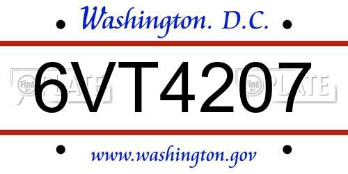 6VT4207 District Of Columbia License Plate