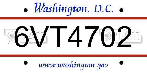 6VT4702 District Of Columbia License Plate