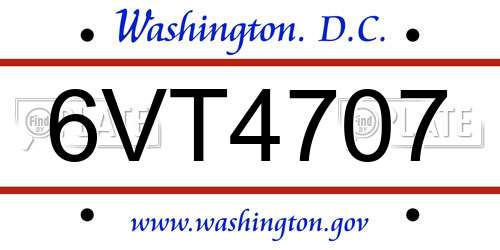 6VT4707 District Of Columbia License Plate