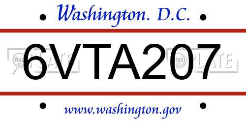 6VTA207 District Of Columbia License Plate