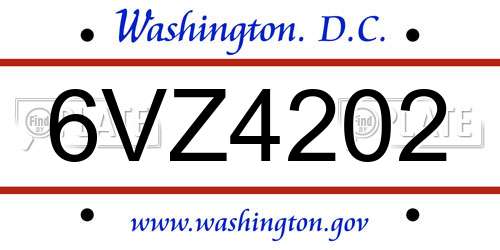 6VZ4202 District Of Columbia License Plate