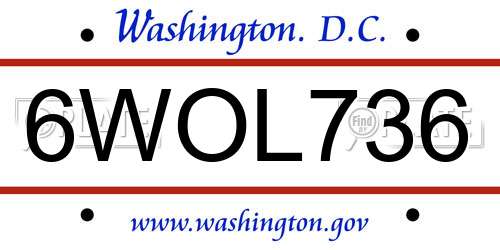 6WOL736 District Of Columbia License Plate