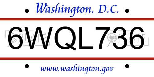 6WQL736 District Of Columbia License Plate