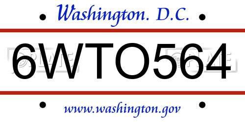 6WTO564 District Of Columbia License Plate