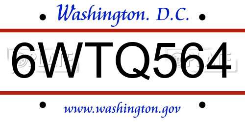 6WTQ564 District Of Columbia License Plate