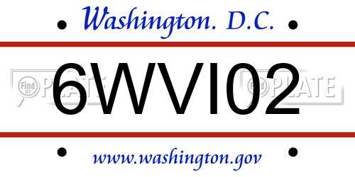 6WVI02 District Of Columbia License Plate