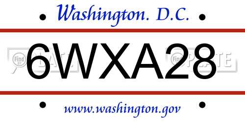 6WXA28 District Of Columbia License Plate