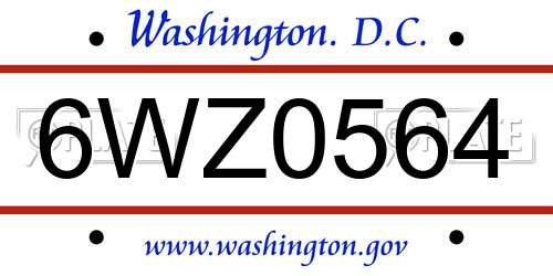 6WZ0564 District Of Columbia License Plate
