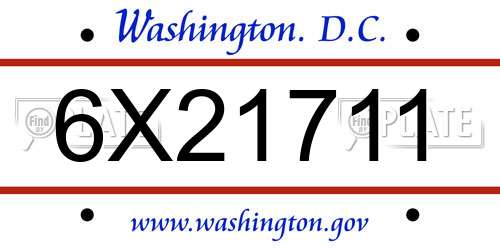 6X21711 District Of Columbia License Plate