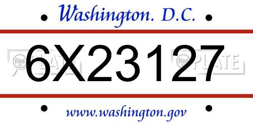 6X23127 District Of Columbia License Plate
