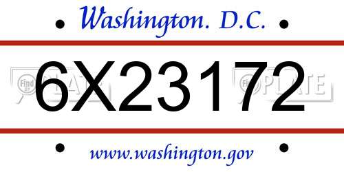 6X23172 District Of Columbia License Plate
