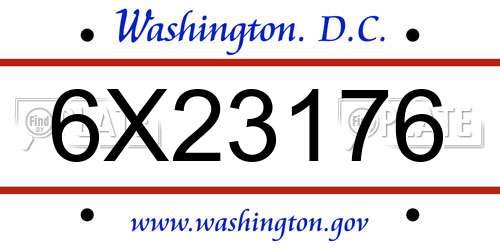 6X23176 District Of Columbia License Plate