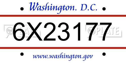 6X23177 District Of Columbia License Plate