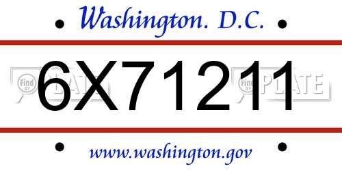 6X71211 District Of Columbia License Plate