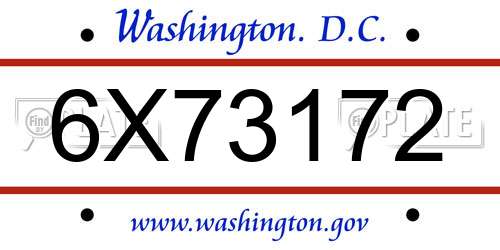 6X73172 District Of Columbia License Plate