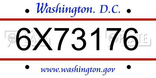 6X73176 District Of Columbia License Plate
