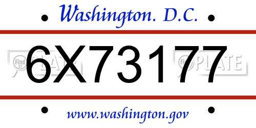 6X73177 District Of Columbia License Plate