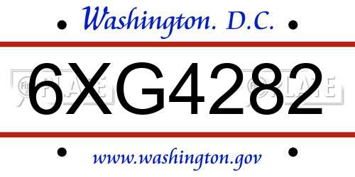 6XG4282 District Of Columbia License Plate