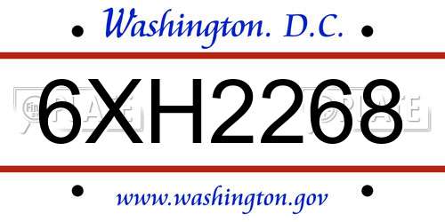 6XH2268 District Of Columbia License Plate