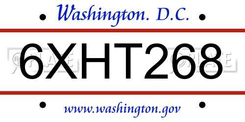 6XHT268 District Of Columbia License Plate