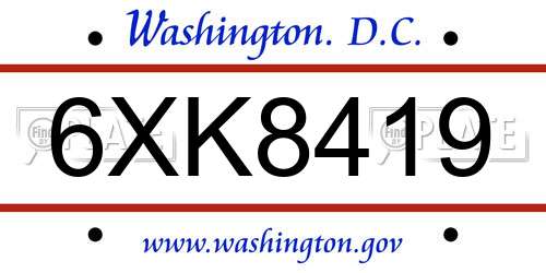 6XK8419 District Of Columbia License Plate