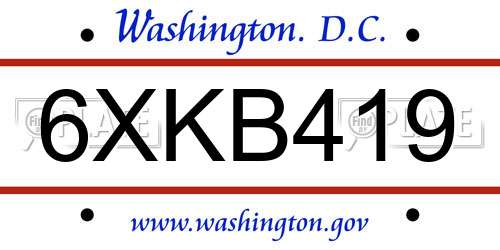 6XKB419 District Of Columbia License Plate