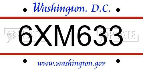 6XM633 District Of Columbia License Plate