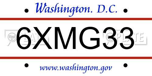6XMG33 District Of Columbia License Plate