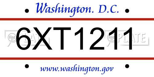 6XT1211 District Of Columbia License Plate