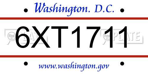 6XT1711 District Of Columbia License Plate