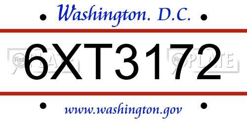 6XT3172 District Of Columbia License Plate