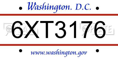 6XT3176 District Of Columbia License Plate