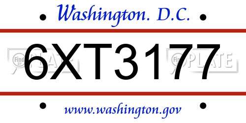 6XT3177 District Of Columbia License Plate
