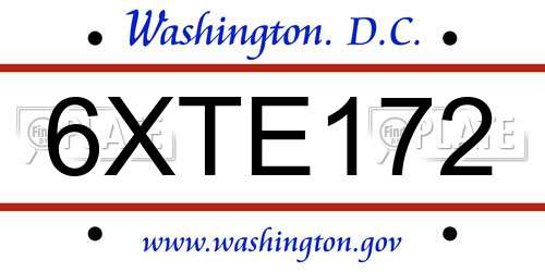 6XTE172 District Of Columbia License Plate