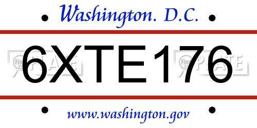 6XTE176 District Of Columbia License Plate