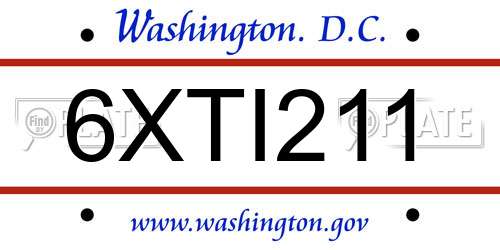 6XTI211 District Of Columbia License Plate