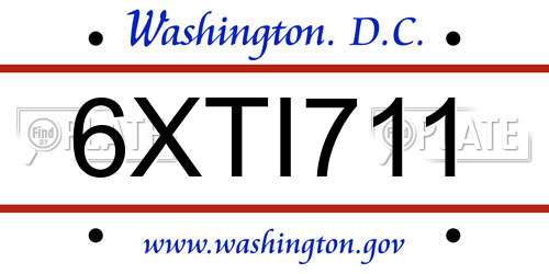 6XTI711 District Of Columbia License Plate