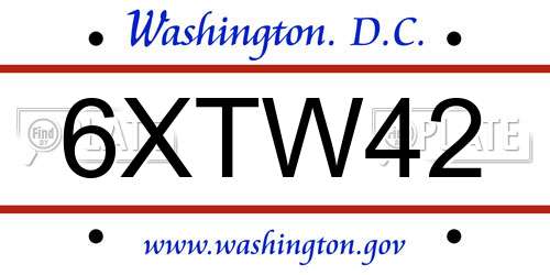 6XTW42 District Of Columbia License Plate