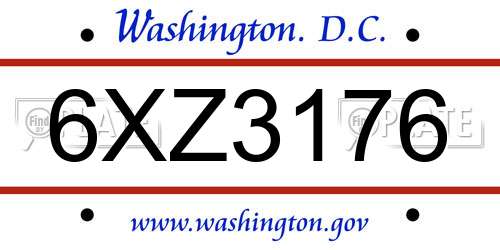 6XZ3176 District Of Columbia License Plate