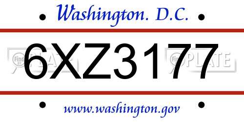 6XZ3177 District Of Columbia License Plate